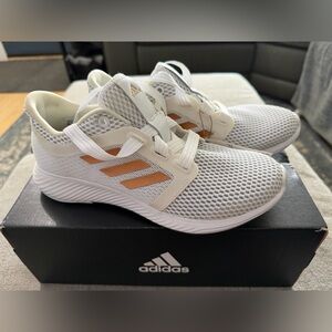 Adidas Bounce White Sneakers with Gold Accent